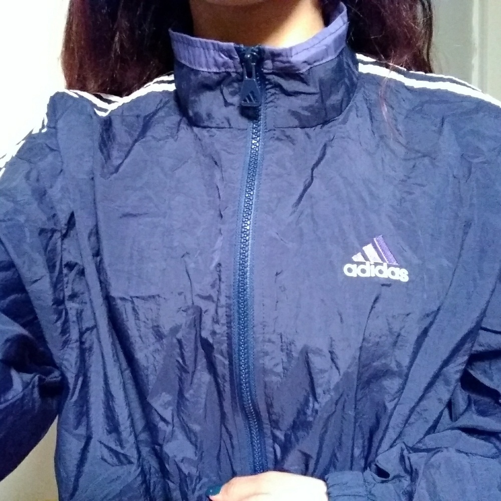 Adidas navy blue windbreaker💙💜